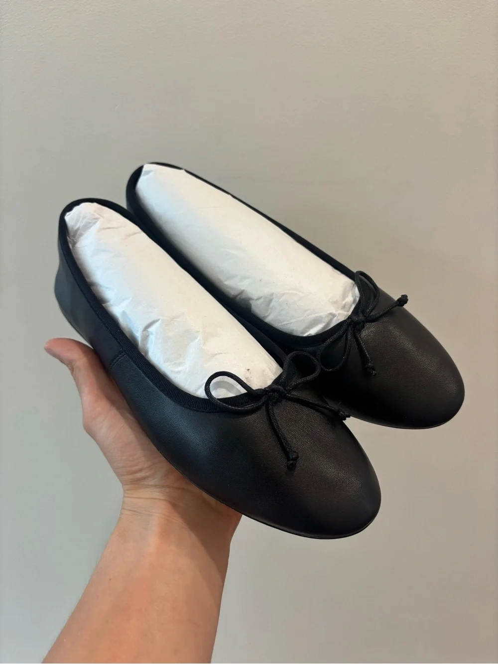 Quince Italian Leather Mary Jane Ballet Flats with Bow Trim